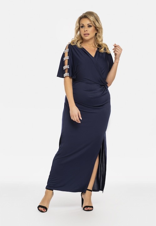Rochie soacra de seara DAYANA cu o legatura albastru marin
