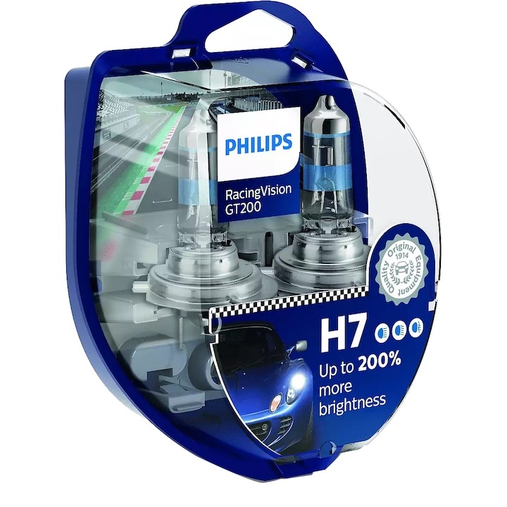 Becuri auto PHILIPS Racing Vision GT200 H7 12V 55W