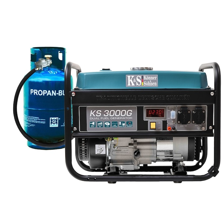 Generator curent Könner & Söhnen KS 3000G, 3.0 kW, GPL / benzina
