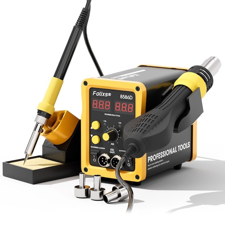 Statie fier de lipit si reluare cu aer cald 2in1 Folixs 750W