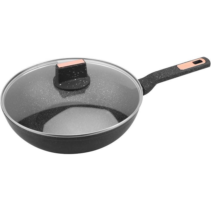 Tigaie wok cu capac Premium Antiaderenta Amercook Brittany Inductie