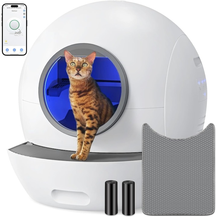 Litiera automata smart pisica, toaleta inteligenta auto-curatare Fish & Paws