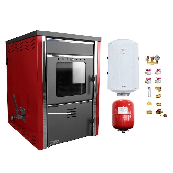 Termosemineu pe lemne FORNELLO TOROS 29 kw Bordeaux pe combustibil solid